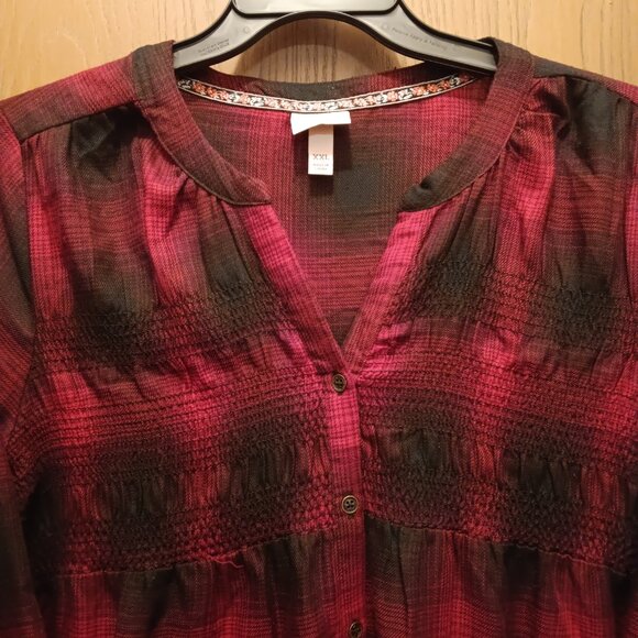 Knox Rose women's plus size cherry red & black plaid peasant dress sz XXL - Picture 3 of 12